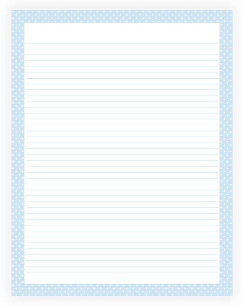 editable lined paper light blue and white polka dot border etsy