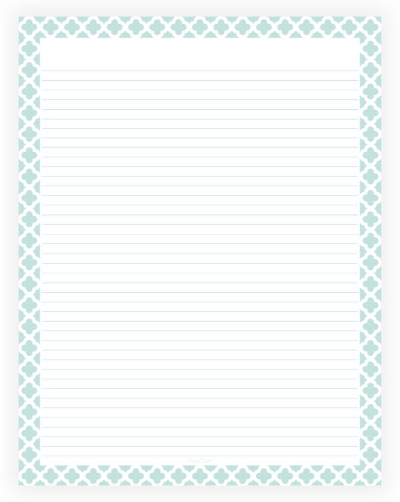 Editable Protected Paper - Mint and White Quatrefoil - Instantaneous Down load, Electronic, Printable, Dominated, PDF photo relating to Printable Lined Paper With Border Pdf called Editable Included Paper - Mint and White Quatrefoil - Instantaneous Down load, Electronic, Printable, Dominated, PDF