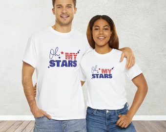 T-shirt en coton unisexe patriotique Oh My Stars