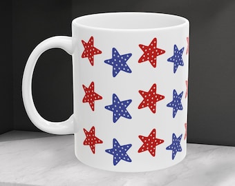 motif étoilé rouge et bleu patriotique de Zazzle.be Liste d'envies Vous avez des idées ? Mug en céramique