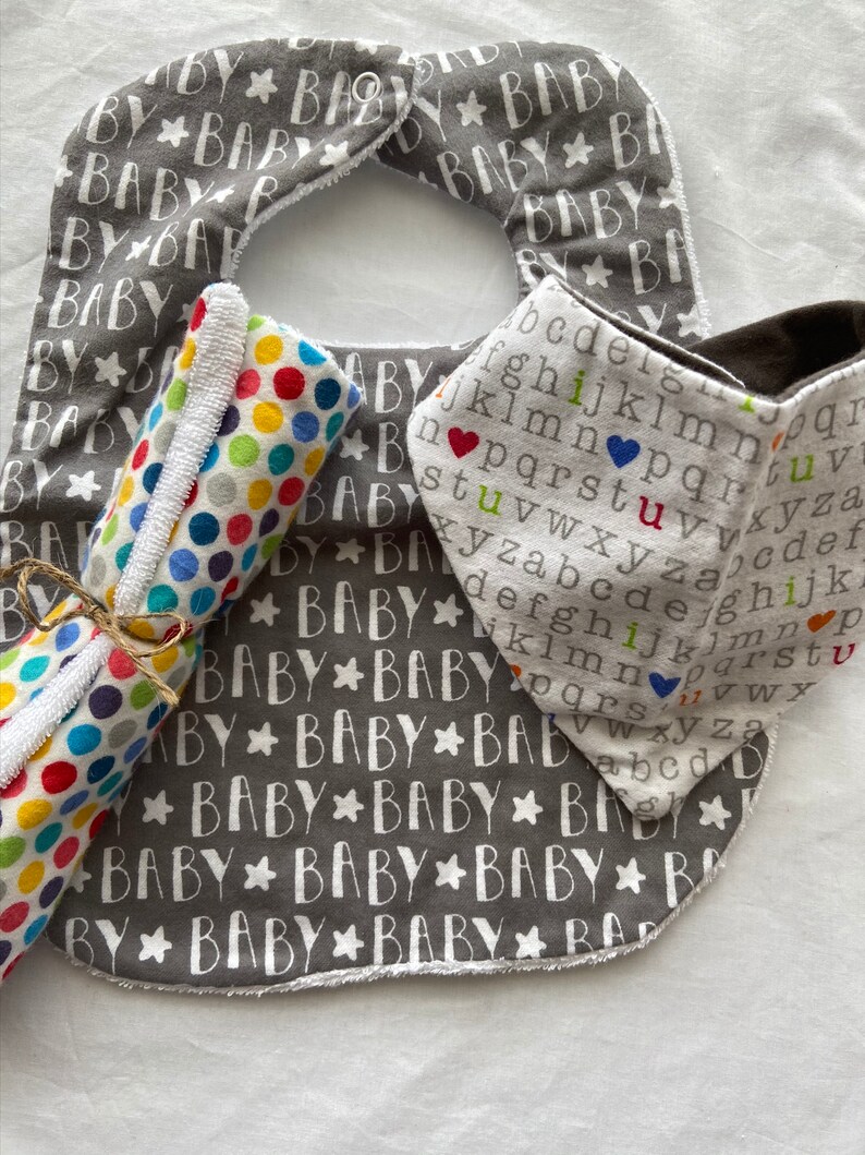 Neutral Bib Set Baby Bib Burp Cloth Bandana Bib