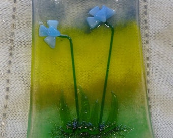 Fused Glass Flower Soap Dish Trinket Dish Small Orange Flower Soap Dish