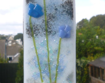 Blue Glass Flower Suncatcher, Flower Suncatcher