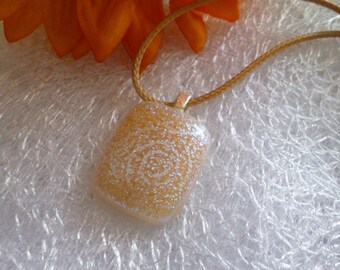 Cream / Peach Glass Pendant with Sterling Silver Bail, Fused Glass Jewellery