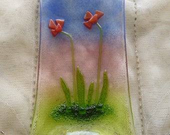 Fused Glass Flower Soap Dish Trinket Dish Small Orange Flower Soap Dish