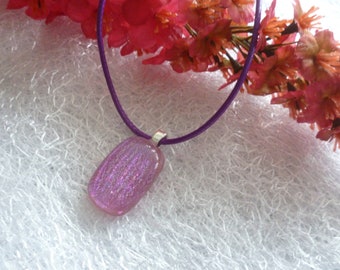 Pink / Lilac Pendant, Pink / Lilac Dichroic Glass Pendant with 925 Sterling Silver Bail