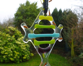 Colourful Diamond Shaped Suncatcher, Fused Glass Suncatcher