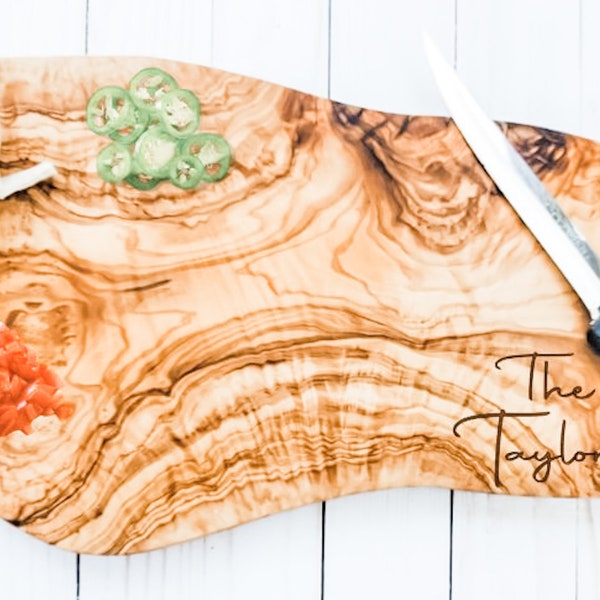 Olive Wood Cutting Board/Serving Board Tray/Personalized Custom Cutting Board/Realtors Closing Gift/Personalized custom Charcuterie