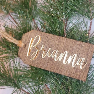 Custom Personalized Christmas Stocking Name Tag/Present Name Tag/Table Seating Name Place Tag/Laser Cut Wood Gift Tag/Christmas Ornament