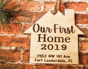 First Home Ornament/First Home Gift/Housewarming Gift/Our First Christmas/Wood Key Ornament/New Home Gift/Christmas Ornament/Realtor Gift