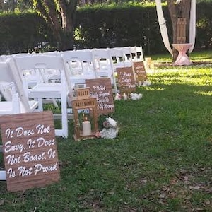 Set of 8/1 Corinthians 13 Wedding Aisle Sign/Love is Patient, Love Is Kind/Love Never Fails/Wood Wedding Ceremony Sign/Handmade Custom image 1