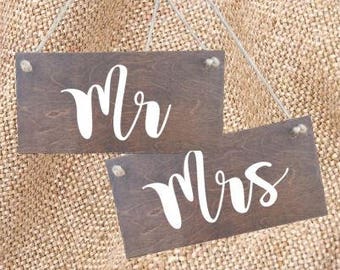 Mr and Mrs Wedding Chair Signs/Better Together/Wedding Decoration/Sweet Heart Table Signs/Bride and Groom Chair Signs/Custom Wooden Signs