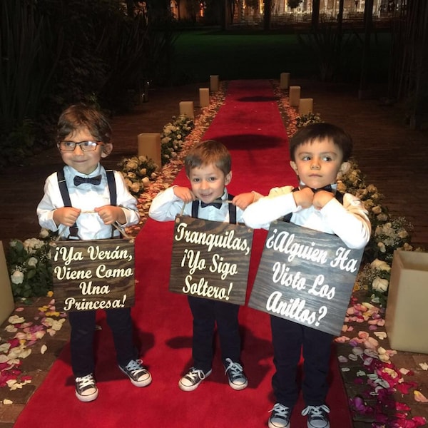 Ring Bearer Signs/ Ringbearer Sign/Flower Girl Signs/Wedding Entrance/Wedding Ceremony Prop/Wedding Sign/Spanish Wedding/Spanish Sign