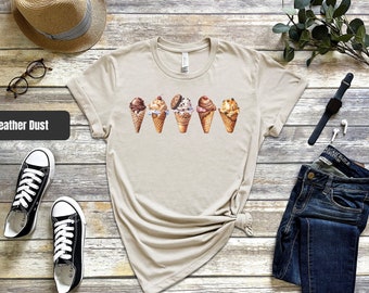 Ice Cream Shirt, Watercolor Ice Cream Shirt, Summer Shirt, Chocolate Ice Cream Party Shirt, Foodie Shirt, Sweet Treats Shirt, Ice Cream Tee