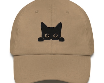 Cat Hat, Peeking Cat Hat, Cat Baseball Cap, Embroidered Hat, Gift for Cat Lover, Funny Cat Hat