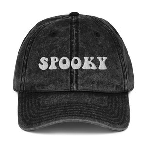 Halloween Embroidered Hat Spooky Hat Vintage Cotton Twill Cap Halloween Gift Fall Hats Halloween Baseball Cap 3D Puff Halloween Gift