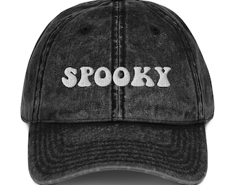 Halloween Embroidered Hat Spooky Hat Vintage Cotton Twill Cap Halloween Gift Fall Hats Halloween Baseball Cap 3D Puff Halloween Gift