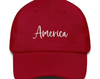 America Hat, 4th of July Hat, Embroidered Baseball Cap, Patriotic Gift, Independence Day Hat