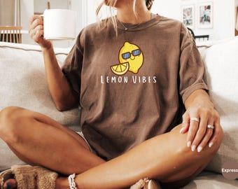 Lemon Vibes Shirt, Comfort Colors® Shirt, Summer Lemon Tee, Cute Citrus T-shirt, Lemon Graphic Tee, Summer Gift