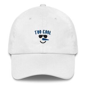 Snowman Hat, Too Cool Snowman, Embroidered Baseball Cap, Christmas Hat, Winter Gift, Cute Snowman Baseball Cap, Christmas Gift