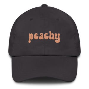 Peachy Hat, Groovy Summer Hat, Embroidered Baseball Cap, Peach Lover, Summer Gift