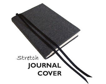 Stretch Fabric Journal Cover a5 Notebook Cover 5 x 8.25 SOLID COLORS, a5 Journal Cover, a5 Diary Cover, a5 Sketchbook Cover, Black Journal