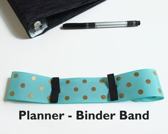 Elastic Planner Band Pen Holder POLKA DOTS Planner Binder Band, a5 Journal Accessory, Planner Pouch, Planner Pen Loop, Elastic Book Band