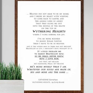 Wuthering Heights Art Print, Book Quote PRINTABLE Wall Art, Emily Bronte Book Quote Wall Art Decor, Literature Poster, Literary Print QUOTE1