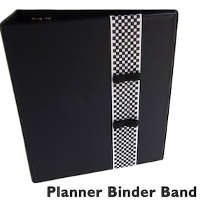 Elastic Planner Band Pen Holder B&W CHECKERED Planner Binder Band, a5 Journal Planner Pouch, Notebook Pencil Case, a5 Journal Accessories