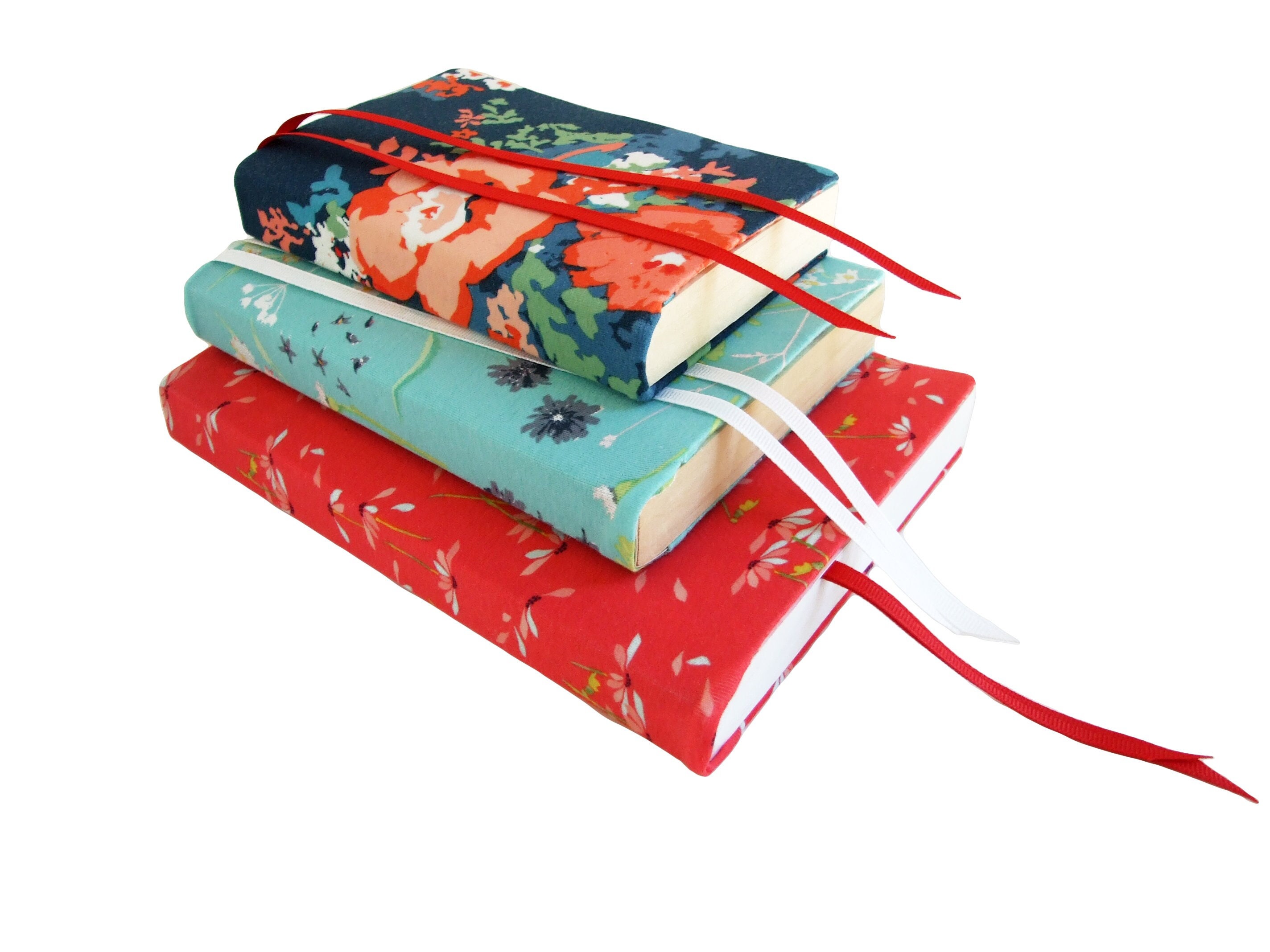 Stretch Fabric Book Covers FLORAL Set of 3, sizes 4x6, 5x7, 5.5-8.5 to 6x9, Paperback Book Sleeve for Soft Cover and Hardcover Books