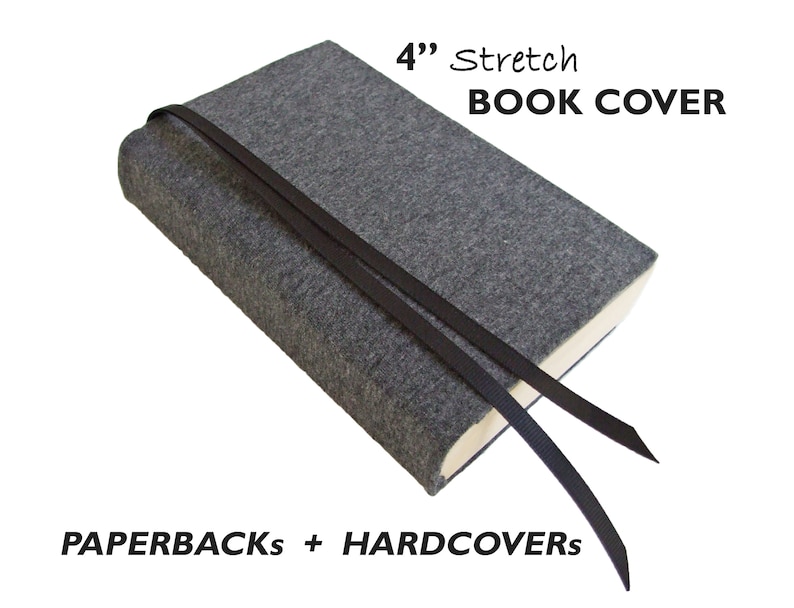 Pu&ograve; includere: Copertina per libro elastica grigia con lacci in nastro nero. 4" Stretch Book Cover. Paperbacks + Hardcovers.