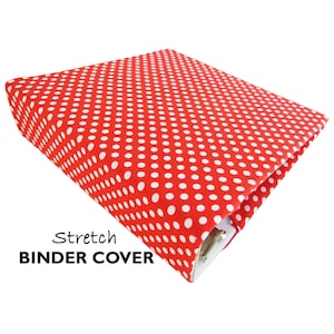 Stretch Fabric Binder Cover in RED DOTS for 3 Ring Binder Planner Binder 8.5 x 11, Recipe Binder, Scrapbook Photo Album, Organization Binder