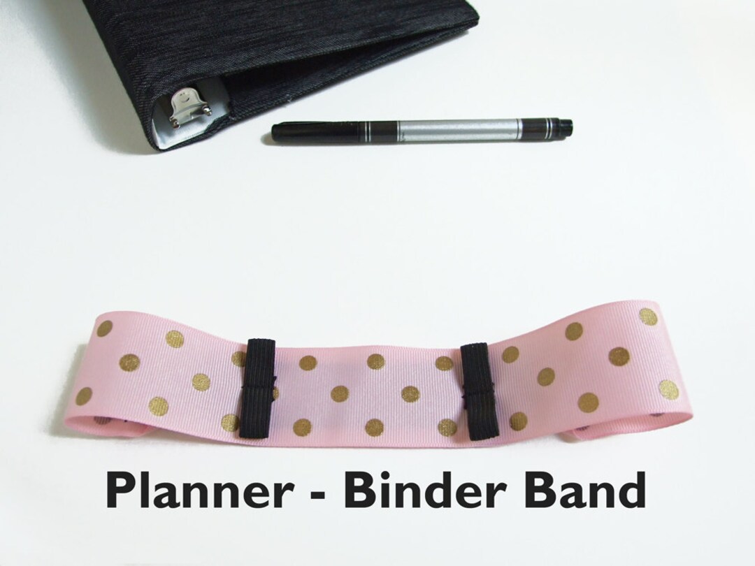 Elastic Planner Band & Pen Loop POLKA DOTS Planner Binder Band, A5