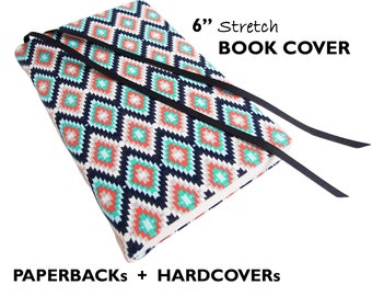 Hardcover or Paperback Book Sleeve SOUTHWEST DIAMONDS Stretch Fabric Book Cover, 6" Trade Paperback Book Cover, Custom Bible Cover, Bookish