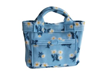 Book Tote Bag, Small Book Bag or Floral Bible Bag for Women, Bookish Gift for Book Lover, Bible Tote Bag, Handmade, Washable Fleece Fabrics