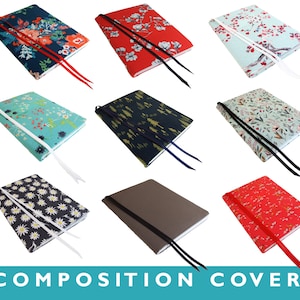 Composition Notebook Cover Stretch Fabric Journal Cover FLORAL & More Fabric Choices, Composition Book Cover, Cute, Refillable, Stretchable