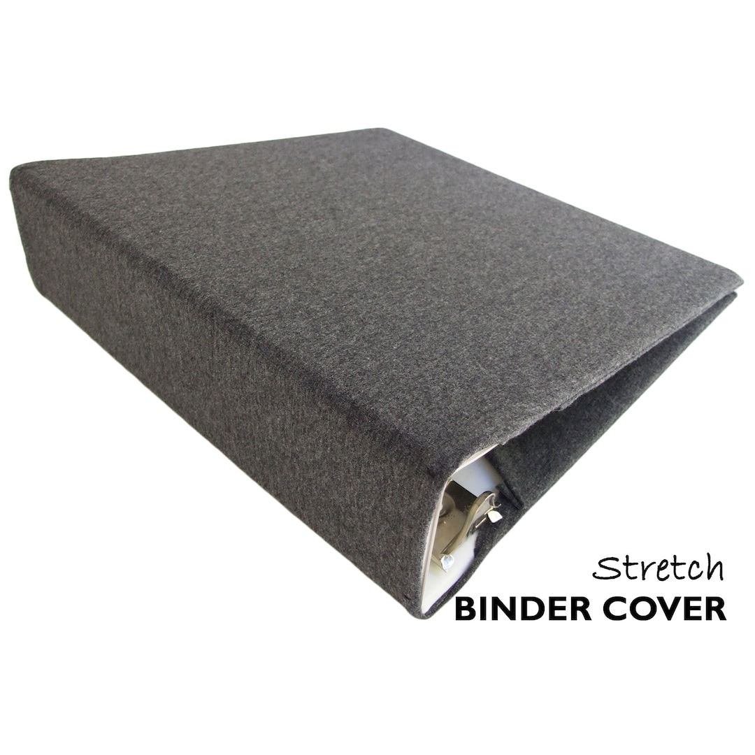 3 Ring Binder Cover DARK GREY HEATHER Stretch Fabric Binder 3 Ring