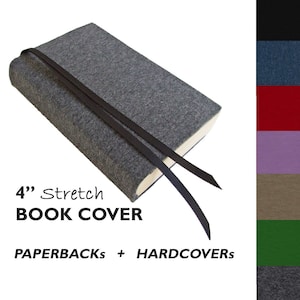 Book Cover, Paperback Book Sleeve DARK GREY HEATHER 4&quot;, Book Lover Gift, Book Gifts for Booklovers, Paperback Book Cover, Stretch Book Cover