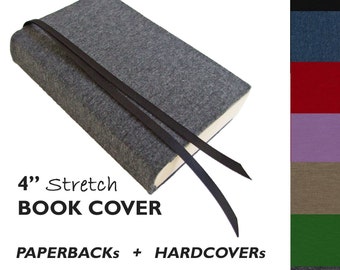 Book Cover, Paperback Book Sleeve DARK GREY HEATHER 4", Book Lover Gift, Book Gifts for Booklovers, Paperback Book Cover, Stretch Book Cover