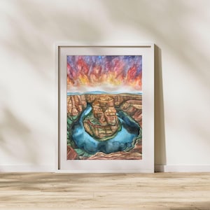 Grand Canyon National Park | Horseshoe Bend | Desert Landscape Painting | Desert Sunset