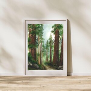 Sequoia National Park Art Print | Watercolor Landscape | California Wall Art | Forest | Sequoia Tree Art