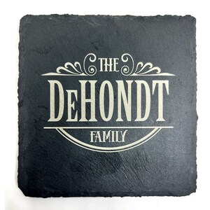 Housewarming Gift Slate Coasters with Family Name - Set of 4