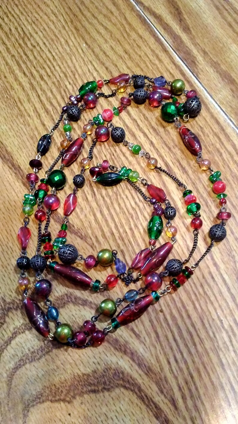 Long Red Wrap-Around Necklace