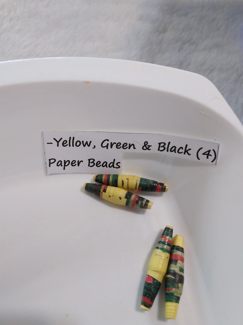 Green and Black Pointed Paper BeadsYellow Green and Black Pointed 1 Paper Beads1 Yellow Green /& Black Pointed End Paper Beads Yellow