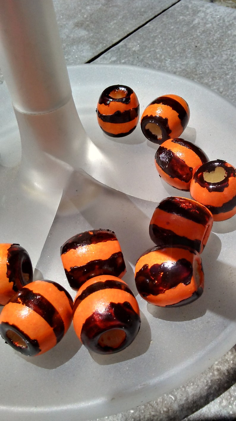 Orange and Black BeadsOrange and Black Hand Painted BeadsHalloween BeadsHand Painted Halloween BeadsBlack and Orange Halloween Beads