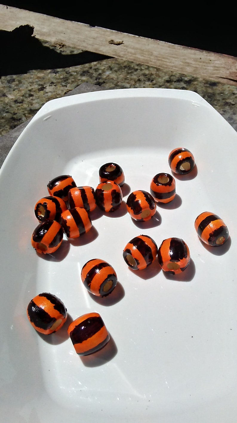 Orange and Black BeadsOrange and Black Hand Painted BeadsHalloween BeadsHand Painted Halloween BeadsBlack and Orange Halloween Beads