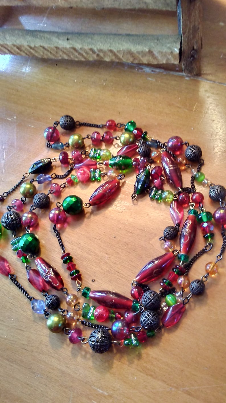 Long Red Wrap-Around Necklace