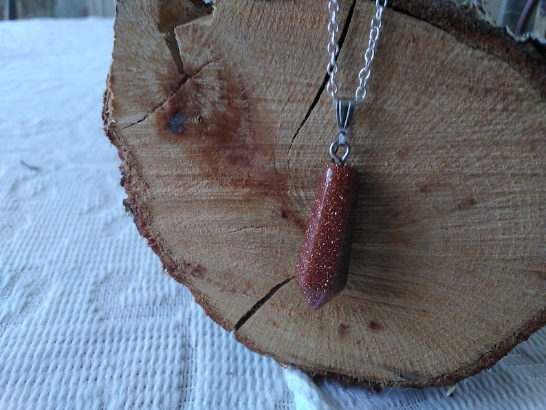 Small Goldstone NecklaceMagnificent Goldstone NecklaceWomen/'s Goldstone NecklaceGoldstone Necklace with Sterling ChainGoldstone Necklace
