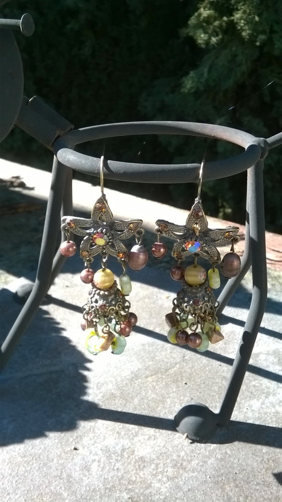 Vintage Russian Bell Flower Earrings/Vintage Bell