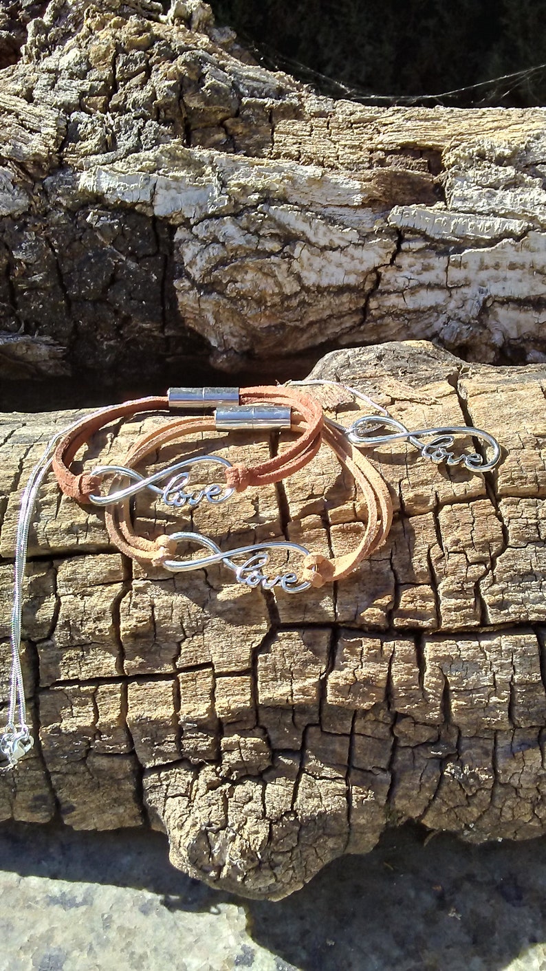 Love Symbol Necklace and BraceletsLove Symbol JewelryLove Necklace or BraceletSuede Love Bracelet or Silver Necklace